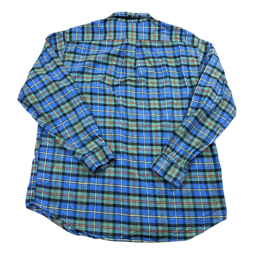 Brooks Brothers Madison Fit Plaid Button Down Shirt Mens Large Blue Green Cotton - Picture 5 of 6